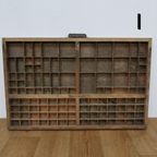 Brocante, Bruine Antieke Houten Letterbak, Wanddecoratie I thumbnail 2