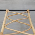 Leuke Vintage Jaren ’60 Rotan Salontafel Met Glazen Tafelblad Met Een Mooi Zwart Metalen Frame thumbnail 11