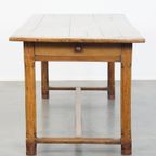 Prachtige Antieke Franse Boeren Eettafel Van Eikenhout Met 2 Lades En Originele Details thumbnail 2