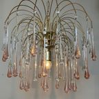 Xl Vintage Roze Murano Kristallen Kroonluchter Hanglamp thumbnail 4