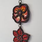 Wall Plaque By Jan Van Erp Ceramic Glaze Flowers Dutch Pottery Vintage 60's 70's thumbnail 8