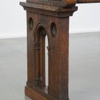 Geweldige, Mooi Gesneden Antieke Eikenhouten Kerkbank In Gotische Stijl Uit Eind 19e Eeuw thumbnail 14