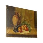 Stilleven Fruit Met Een Kruik Olieverf Op Doek Schilderij Gesigneerd thumbnail 9