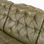 Chesterfield Style Green Leather Sofa From Skippers, Denmark thumbnail 4