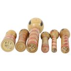 Lot Van 6 Kokeshi Poppen Handgeschilderd Hout Japan Showa thumbnail 15