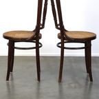 Super Leuke Set Van 4 Originele Antieke Thonet Bistro Stoelen Met Gematte Zittingen thumbnail 13