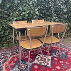 Mooie Bruine Retro Vintage Formica Set Tafel Met 4 Stoelen thumbnail 2