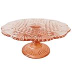 Art Deco Taartplateau Luxval Val St. Lambert Roze 1930’s thumbnail 2
