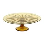 Art Deco Amber Taartschaal Gebak Schaal Depression Glass 27cm thumbnail 16