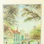 Charmant Schilderij Aquarel Begijnhof Brugge Verhaeghe 1989 thumbnail 11