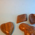 Teak Wooden Card Suit Snack Peanut Bowls Mid Century Poker thumbnail 7