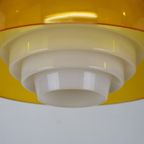 Zeer Zeldzame Ufo Designlamp In Geel Oranje Acrylplastic Met Witte Binnenkant - 1970 - Space Age thumbnail 9