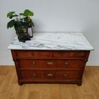 Vintage Frans Dressoir Commode Ladekast Badkamermeubel Met Marmer Blad 703 thumbnail 8