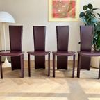 Set Van 4 Frag Italia Eetkamerstoelen – Aubergine Leer thumbnail 2