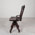 Eiken Bureaustoel, Atelierstoel, In Hoogte Verstelbaar, Jaren 30 thumbnail 12