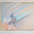 Vintage Abstract Schilderij Lee Reynolds '80 Lijst Messing thumbnail 6