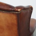 Vintage Schapenleren Oorfauteuil Met Een Heerlijk Zitcomfort En Een Mooi Patina thumbnail 4