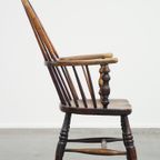 Zeer Mooie, Praktische Antieke Engelse Highback Windsor Eetkamerstoel Met Sierlijke Details thumbnail 4