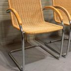 Set Van 4 Vintage Riet En Chroom Design Eetkamerstoelen thumbnail 3