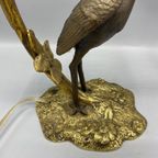 Antieke Art Nouveau Tafellamp – Kraanvogel & Bladerenboog thumbnail 2
