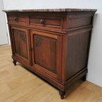 Vintage Frans Dressoir Commode, Ladekast Badkamermeubel Met Marmer Blad 201 thumbnail 9