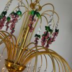 Vintage Murano Kroonluchter Roze Druiven Hanglamp Kristal thumbnail 10