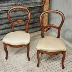 Set Antieke Stoelen Louis Philippe Stijl Creme Wit thumbnail 2