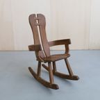 Brutalist Rocking Chair In Solid Oak By De Puydt, 1970S thumbnail 2