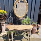 Antieke Console, Sidetable, Wandtafel Met Bijbehorende Spieg thumbnail 2