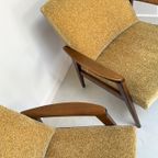 Twee Vintage Fauteuils Met Teak Houten Frame En Gele Bekleding thumbnail 6