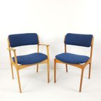 Vintage Deense Stoelen Erik Büch | Ploegwool Blauw Setprijs thumbnail 5