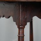 Ronde 18E Eeuwse Engelse Eikenhouten Bijzettafel/ Center Table thumbnail 9