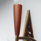 Deens Midcentury Wandlampje Van Teak En Messing, thumbnail 2