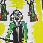 Fred Bervoets Zeefdruk De Jager 1993 Vintage thumbnail 2