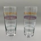 Vintage Kristallen Flutes Champagne Glazen Gekleurde Streep 2 Stuks thumbnail 6