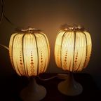Setprijs 2 Vintage Nachtkastjes Lampen Jaren 70 Tulpvoet Lamp thumbnail 3