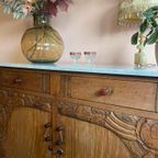 Uniek Art Deco Houten Dressoir Wit Marmer thumbnail 7