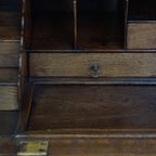 Antieke, Grote Engelse Eikenhouten Secretaire Eind 18e/begin 19e Eeuw Met Een Getrapt Interieur E thumbnail 12