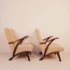 Vintage Boucle Fauteuil, 1960S Teak Houten Loungechair thumbnail 7