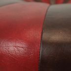 Ronde Vintage Poef Bruin Rood Tweekleurig Skai Sixties thumbnail 11