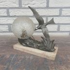 Art Deco Tafellamp Met Vogel 1920'S | Kerst thumbnail 5