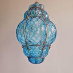 Grote Venetiaanse Hanglamp In Blauw Murano-Glas thumbnail 2