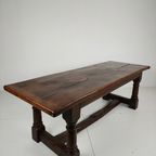 Massief Engelse Eikenhouten Eettafel – 20e Eeuw Met Prachtige Nerf En Patina thumbnail 16