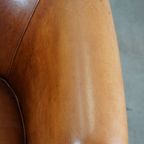 Schapenleren Clubfauteuil Met Een Correcte Afwerking Met Siernagels, In Goede Staat thumbnail 9