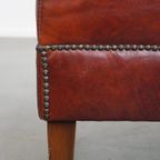 Cognac-Kleurige Hocker Gemaakt Van Rundleer thumbnail 10