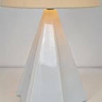 Vintage Geometrische Tafellamp Keramiek ’70 Teepee Lamp Wit thumbnail 2