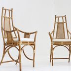 Vintage Rotan Fauteuils Met Bouclé Kussens Jaren 70 thumbnail 4