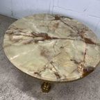 Vintage Brass Coffee Table Met Onyx Blad thumbnail 7