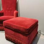 Vintage Deens Boudoir Fauteuil Met Hocker thumbnail 5