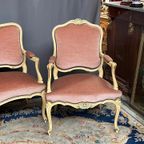 Zitset In Lodewijk Xv-Stijl. Bank En Twee Fauteuils. thumbnail 3